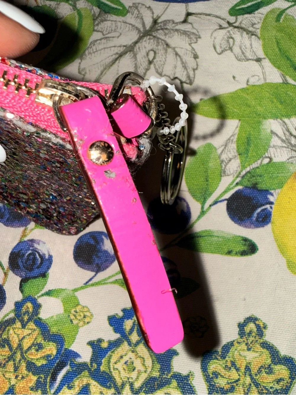 kate spade Glitter Multi Sparkle Zip Pouch with Pink Trim